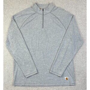 Carhartt 1/4 Zip T-Shirt Men's Medium Relaxed Fit Long Sleeve Gray